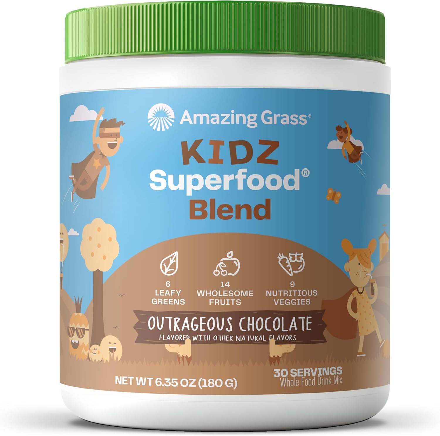 Amazing Grass Kidz Superfood: Vegan Protein & Probiotics for Kids, Extreme Chocolate, 15 Servings - görsel 9