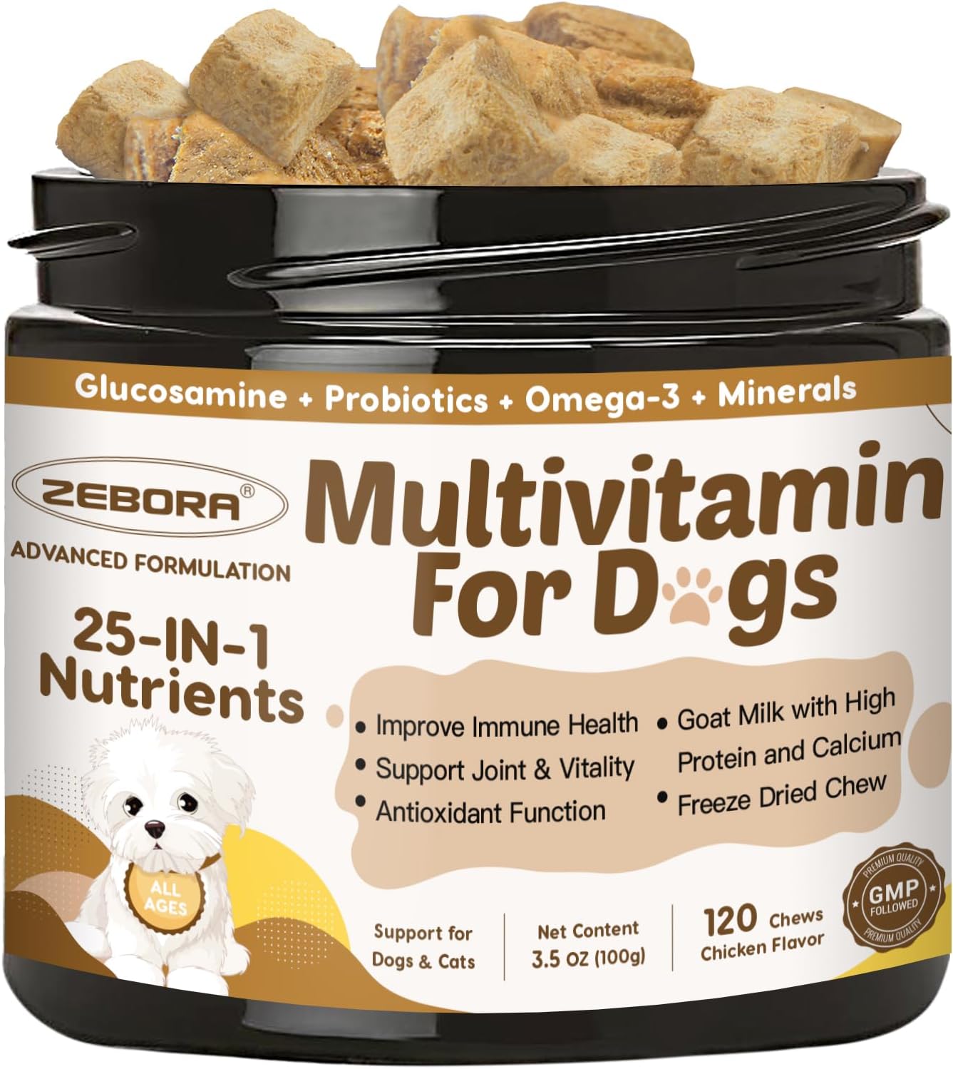 ZEBORA Dog Multivitamin with Probiotics - Complete Canine Supplement - görsel 1