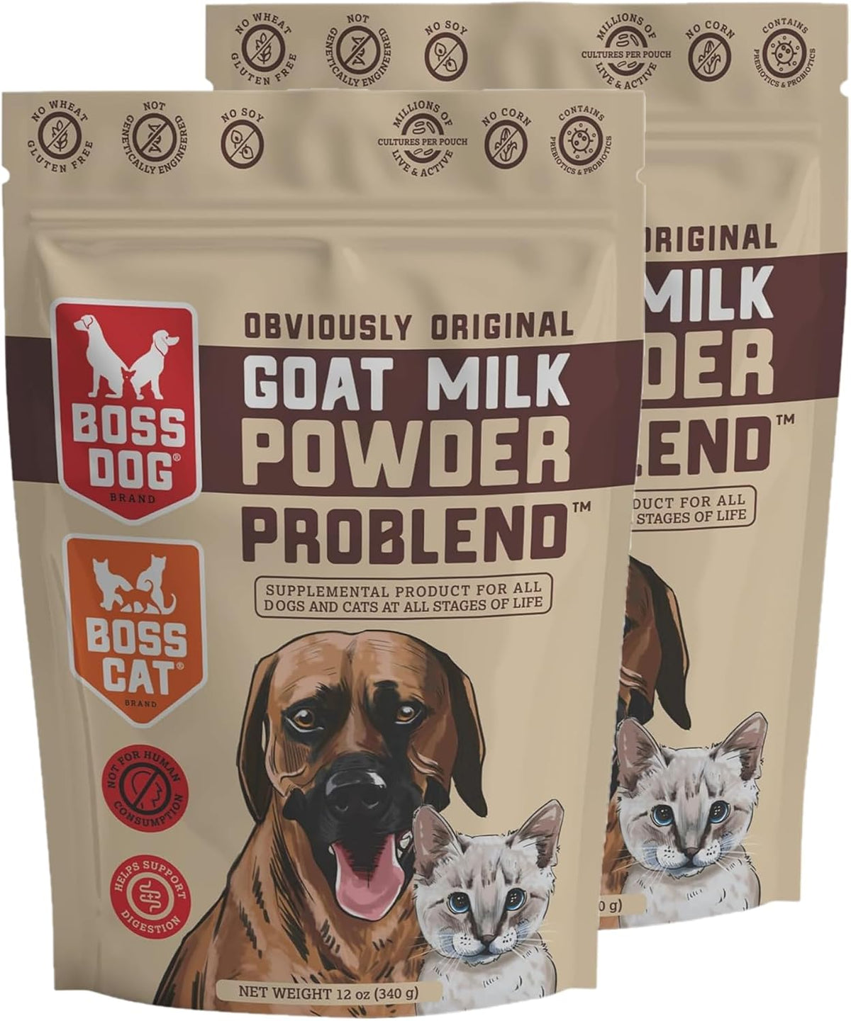 Boss Dog Goat Milk Powder Problend, 2 x 340 – Digestive Health: By promoting a balanced gut flora, probiotics may – Image 1