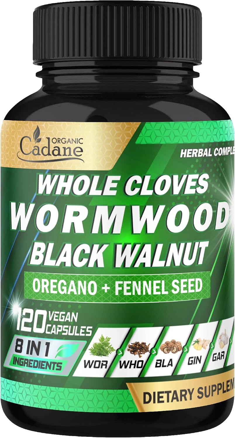 Cadane Wormwood Whole Cloves Black Walnut with Ginger, Garlic, Oregano, Fennel & Black Pepper – Digestive and Wellbeing Support – 120 Capsules (60-Day Supply) - görsel 1