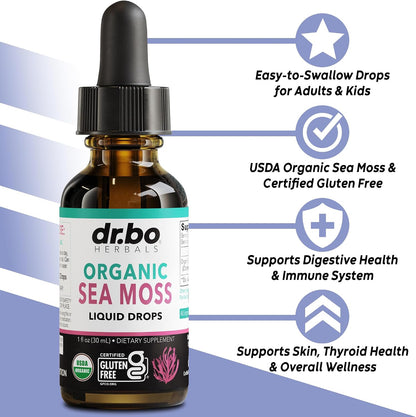 Irish Sea Moss Liquid Drops – Organic, Vegan, Non-GM, Extra Strength