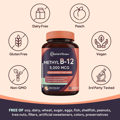 Doctor's Recipes Vitamin B12 Sublingual – – Vegan, non-GM, Gluten Free, soy-free, dairy-free – Image 5