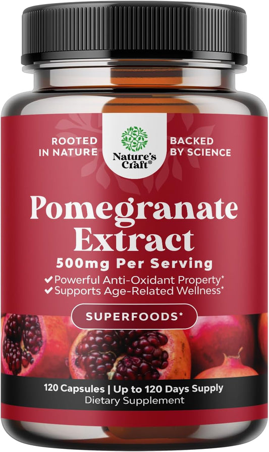 Advanced Pomegranate Extract Capsules 500mg, 120 Capsules – Image 1