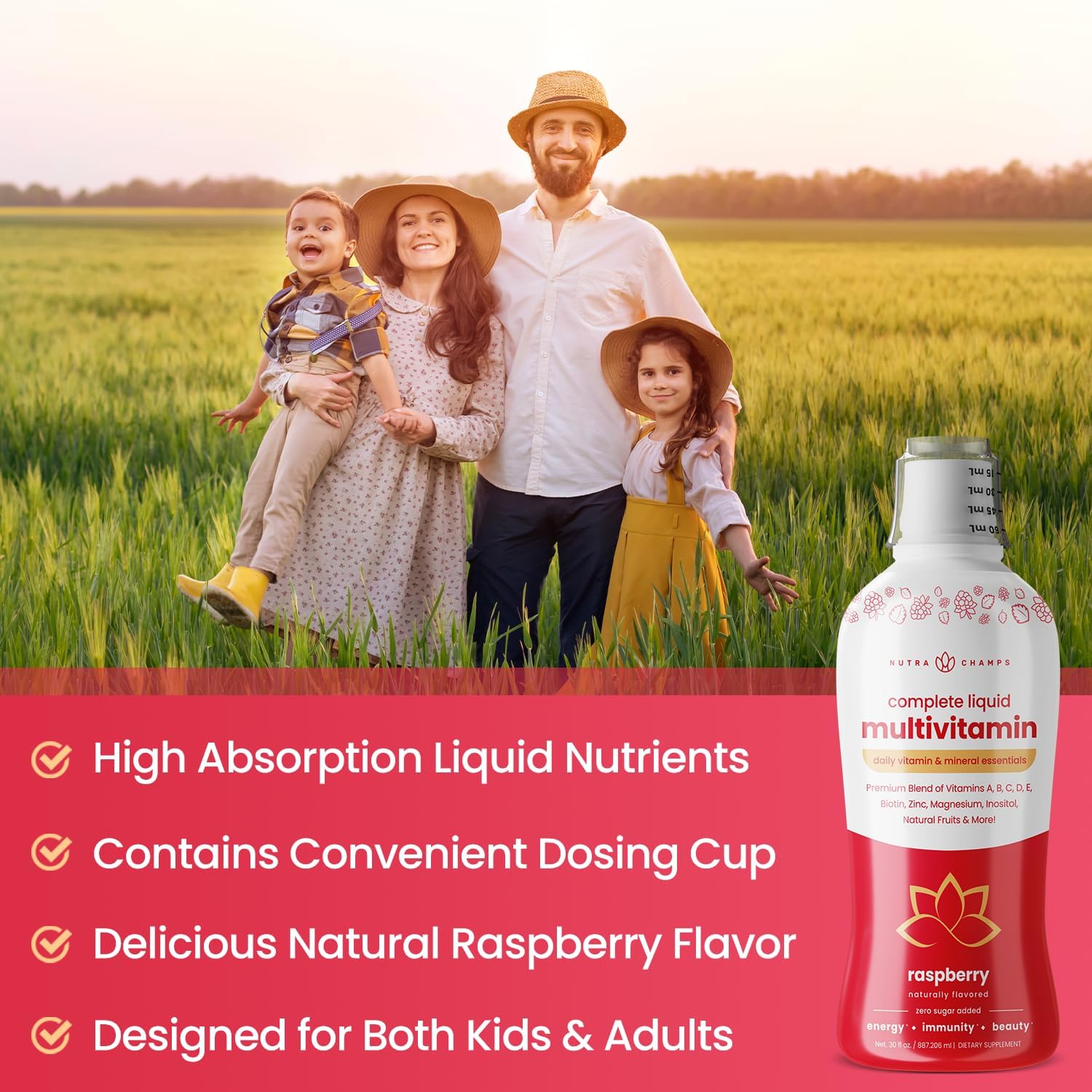 NutraChamps Complete Liquid Multivitamins | No Added Sugar | Vitamins for Women, Men & Kids | Vegan Liquid Vitamin Multimineral Supplement | Energy, Immunity & Beauty - görsel 4