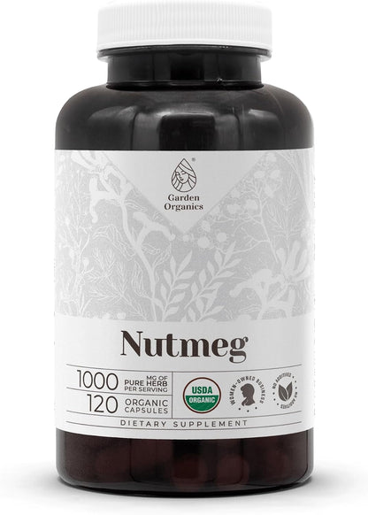 Garden Organics Organic Nutmeg Capsules (60 Capsules) – USDA Certified High-Potency Supplement