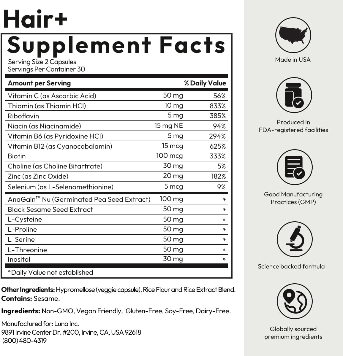 BIGVITA Hair Growth Supplement with AnaGain Nu, Biotin, and Black Sesame Extract - görsel 7