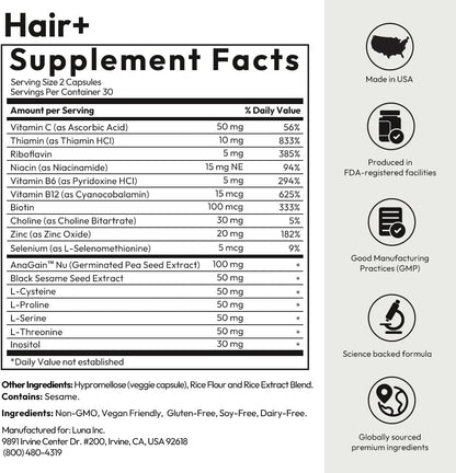 BIGVITA Hair Growth Supplement with AnaGain Nu, Biotin, and Black Sesame Extract