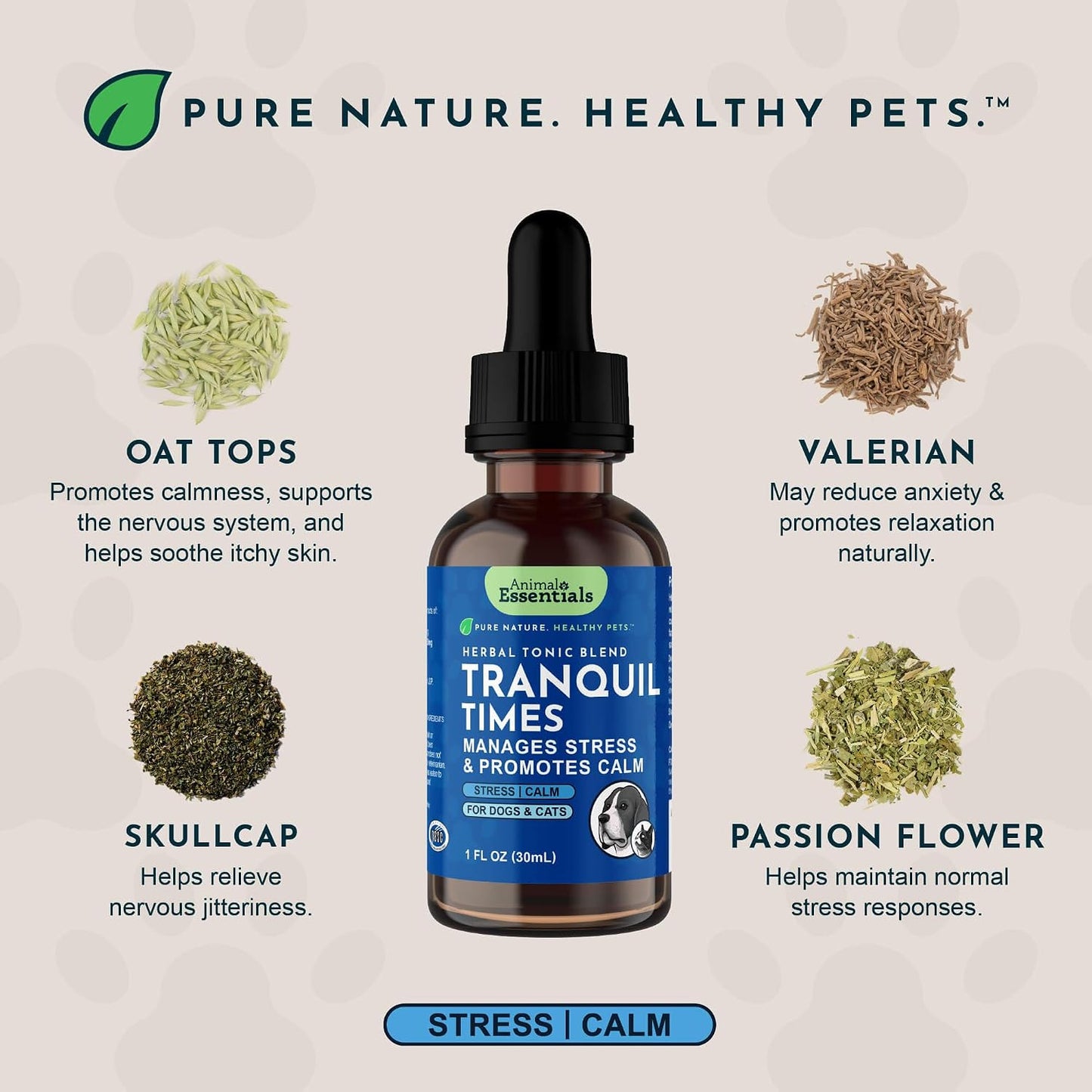 Tranquillity Blend - Organic Valerian Root Calming Drops for Dogs and Cats - görsel 3