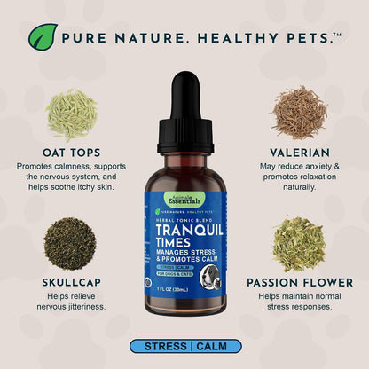 Tranquillity Blend - Organic Valerian Root Calming Drops for Dogs and Cats