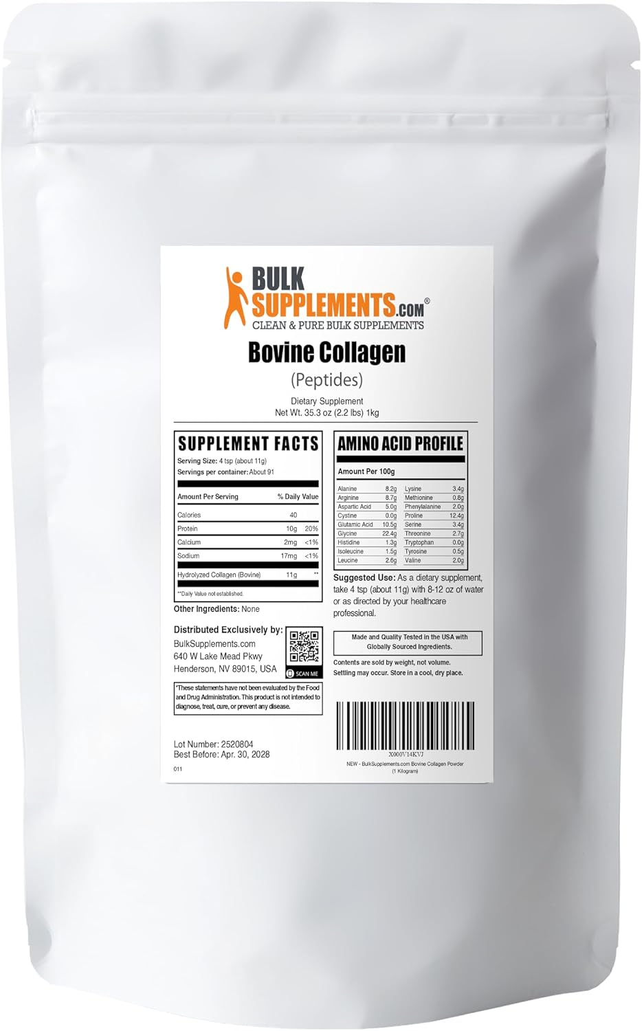 BulkSupplements Collagen Peptides Powder - Hydrolysed Bovine Collagen, 1kg - görsel 6