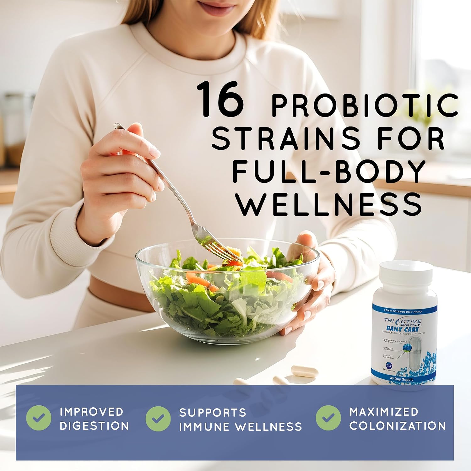Essential Source TriActive Biotics Daily Care – Probiotic with Prebiotic Blend – 6 Billion CFU – 30 Capsules - görsel 2