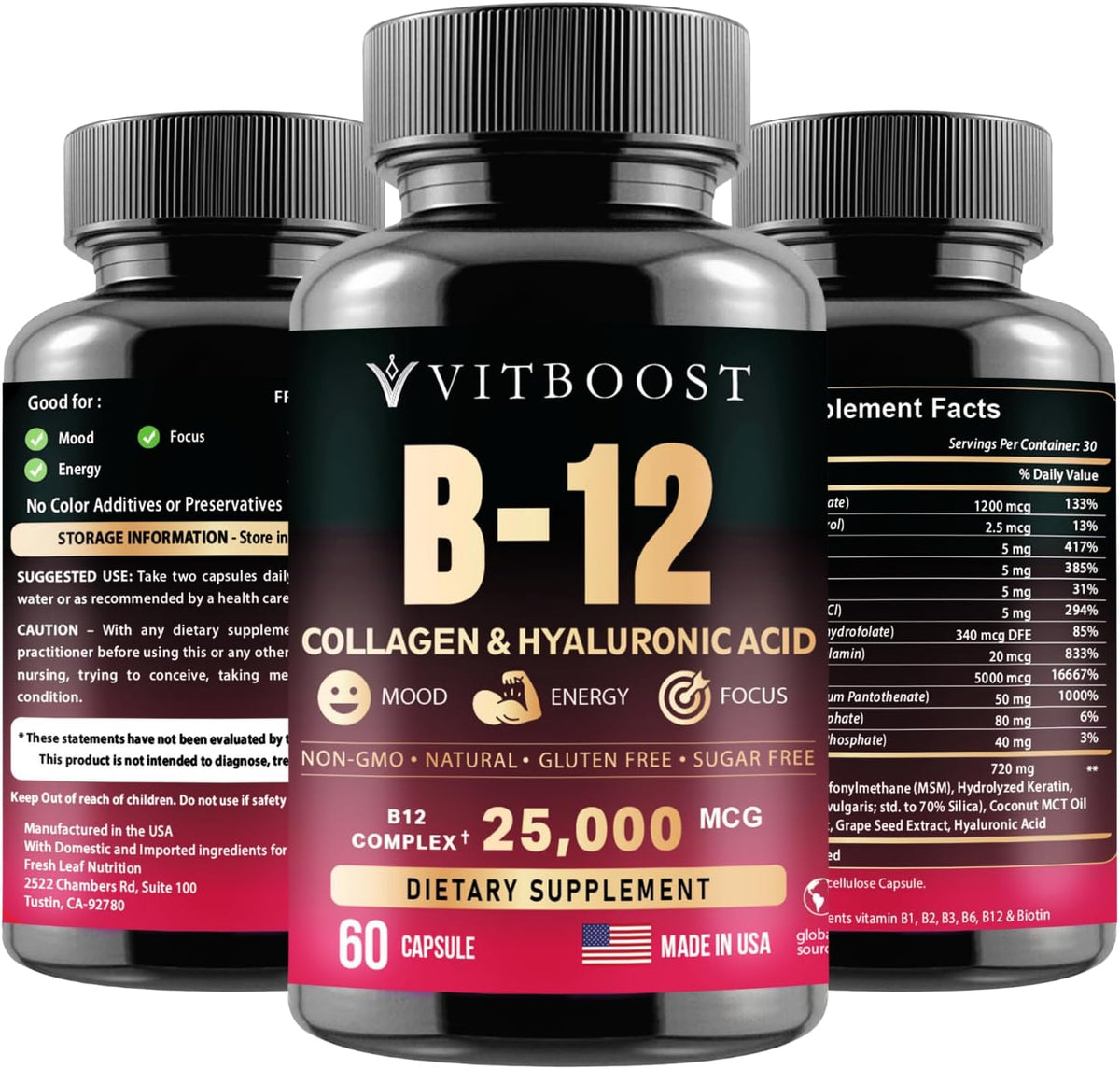 VITBOOST B12 Methylcobalamin Complex with – Brain and cognitive function: Methylcobalamin supports nerve health – Image 2