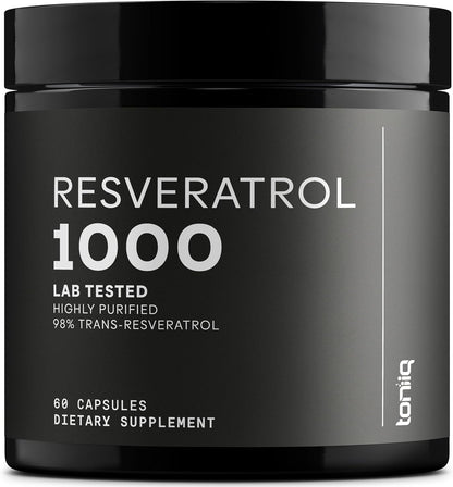 Toniiq Ultra High Potency Trans Resveratrol 1000mg – 98% Pure – 60 Capsules