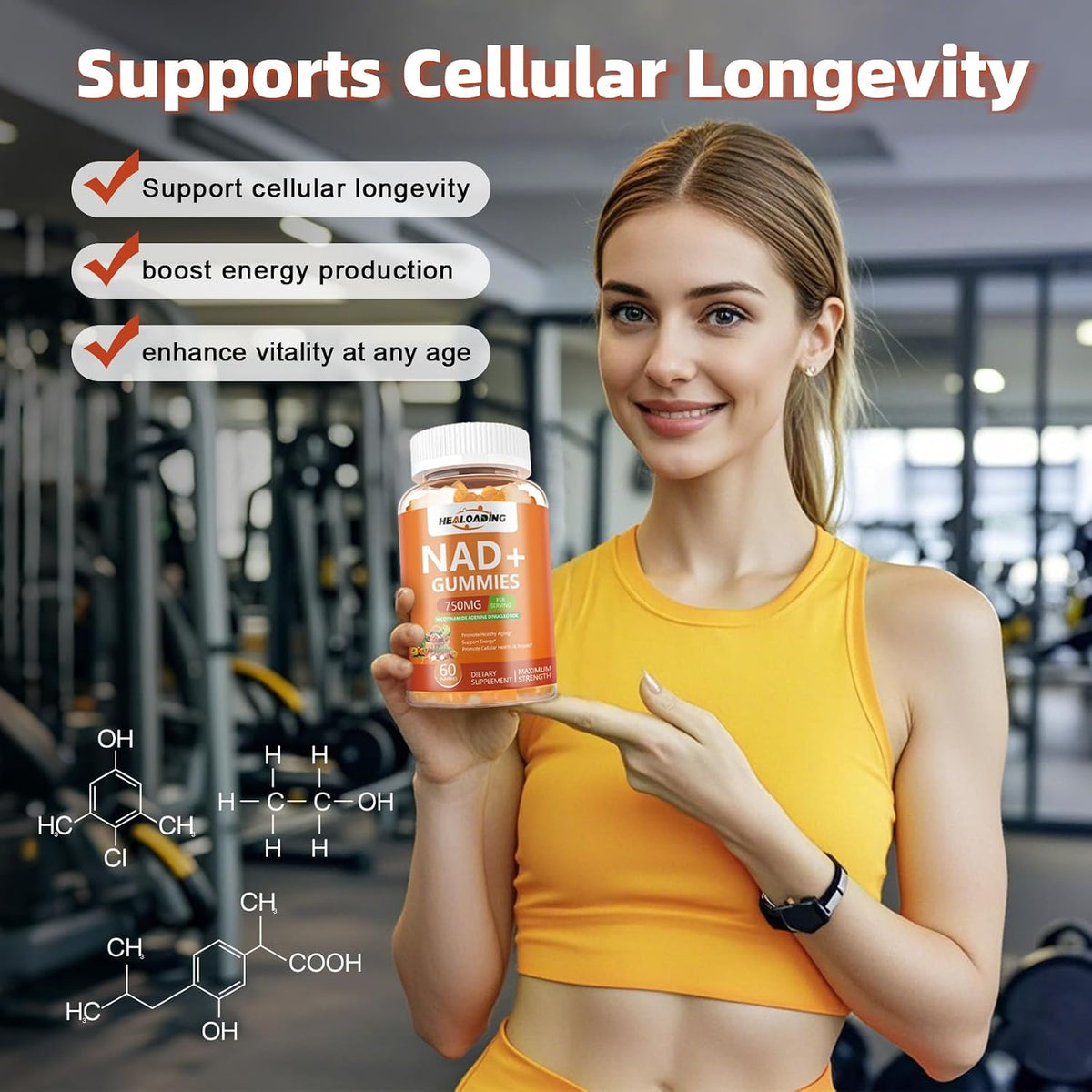 HEALOADING NAD+ Gummies with Resveratrol - – Sodium: Helps maintain fluid balance and nerve function. – Image 6