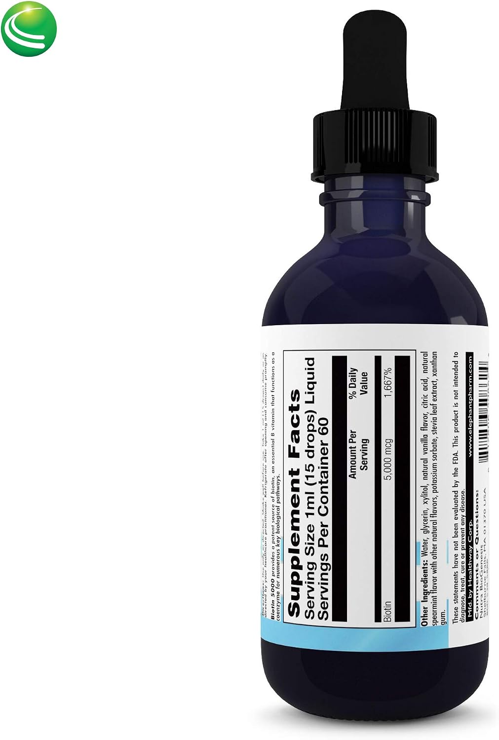Nutra BioGenesis Biotin 5000 Liquid Drops – 5000 mcg for Hair, Skin & Nails, 2 fl oz (59 mL) - görsel 2