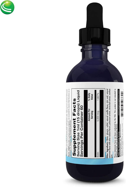 Nutra BioGenesis Biotin 5000 Liquid Drops – 5000 mcg for Hair, Skin & Nails, 2 fl oz (59 mL)