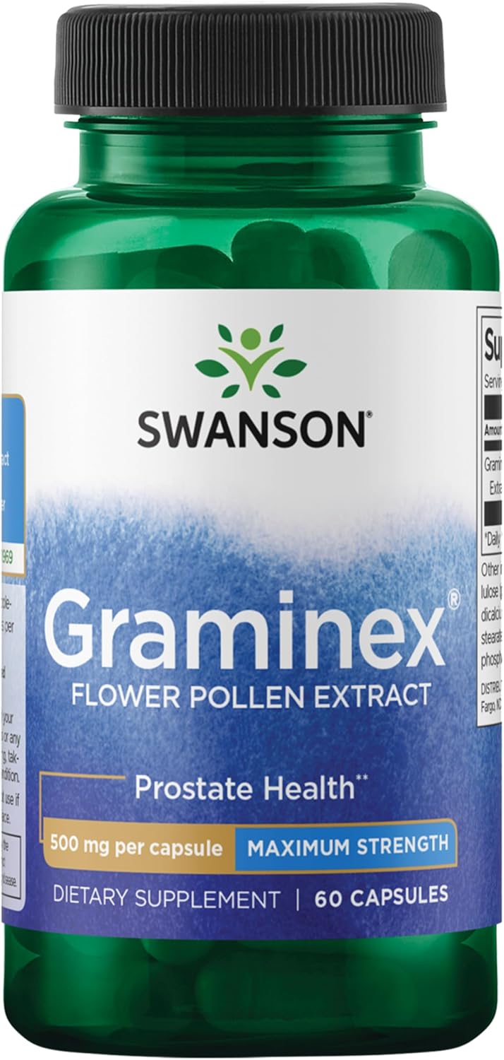 Swanson Graminex Flower Pollen Extract – Supports Prostate, Kidney, Bladder & Urinary Tract Health – Non-GMO – 60 Capsules - görsel 1