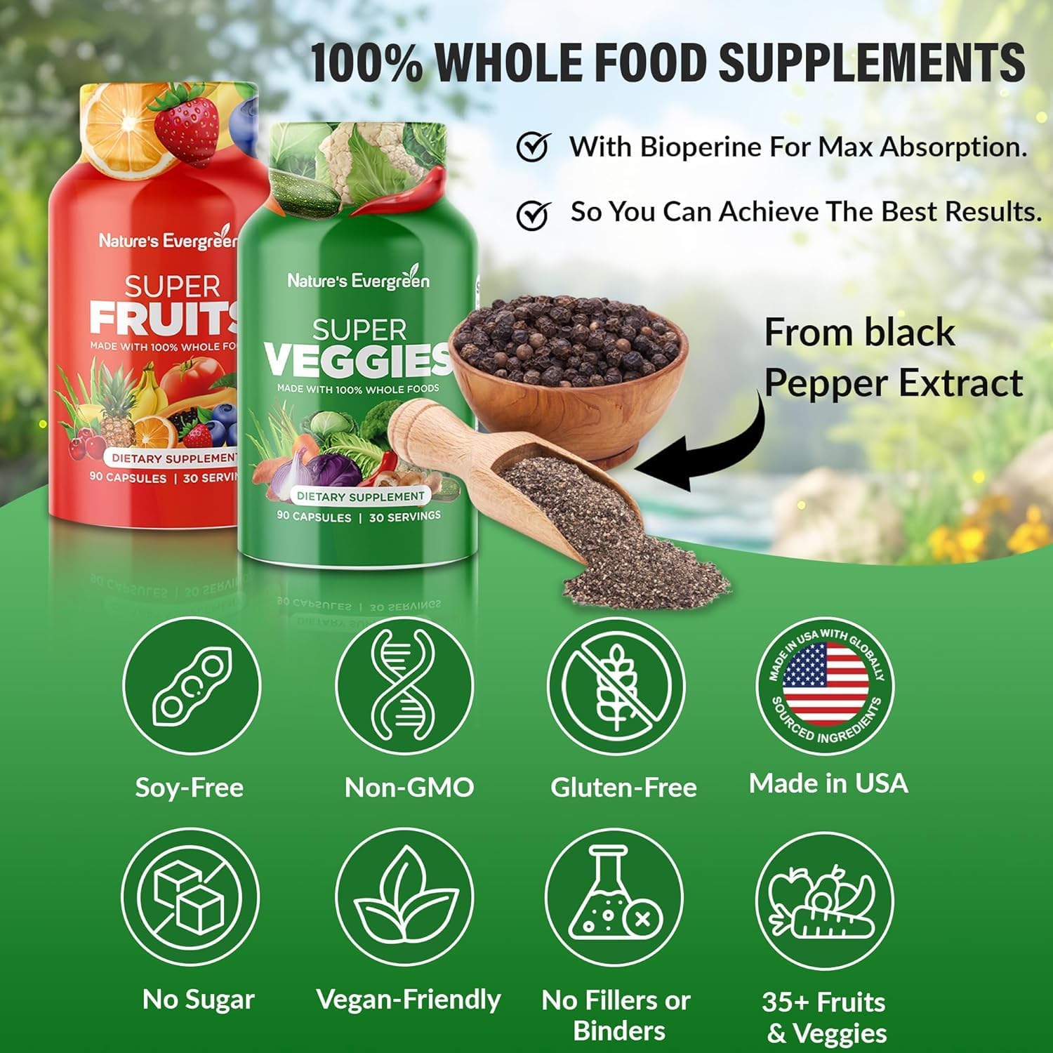 Fruits and Veggies Supplement - Nature's Evergreen - 180 Capsules (Pack of 2) - görsel 5