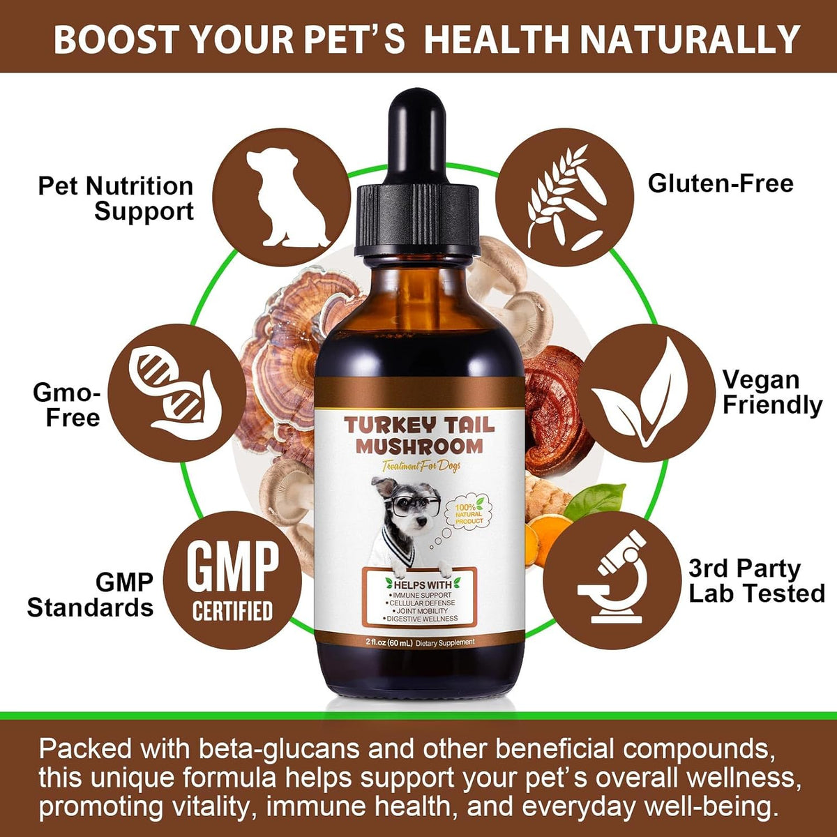 Turkey Tail Mushroom for Dogs, – Digestive wellbeing: Probiotics in the formula support a healthy gut microbiome, – Image 2