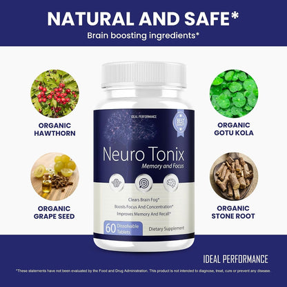 (3 Pack) Neurotonix Memory Supplement - Official Formula - Neuro Tonix Memory Tablets for Focussed and Memory, Neruotonix Brain Supplement Pills, Neuro Tonix Advanced Formula Maximum (180 Capsules)