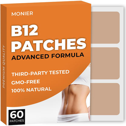 MONIER B12 Patches (Pack of 60) - Natural Vitamin B12 Patch for Energy and Focus