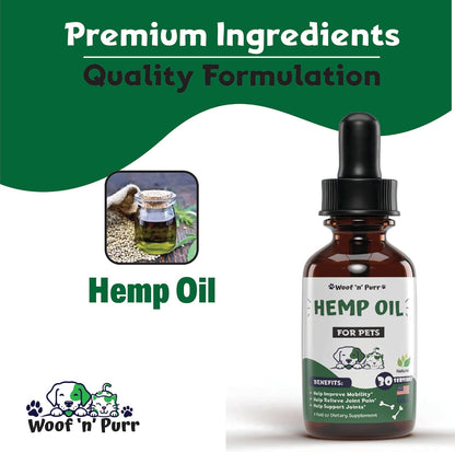 Woof 'n' Purr Hemp Oil for Dogs and Cats – 30 mL