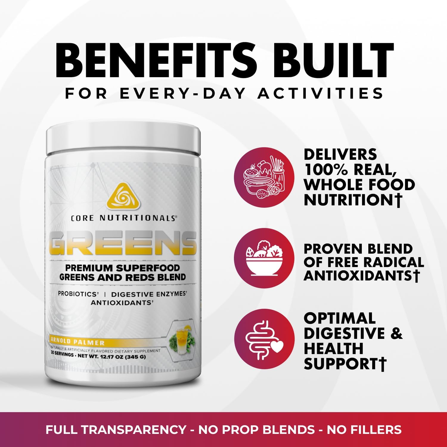 Core Nutritionals Greens | Premium Superfood Reds & Greens Blend | 5 Billion CFU Probiotics, Digestive Enzymes, and Antioxidants | 30 Serves (Grape Candy) - görsel 3