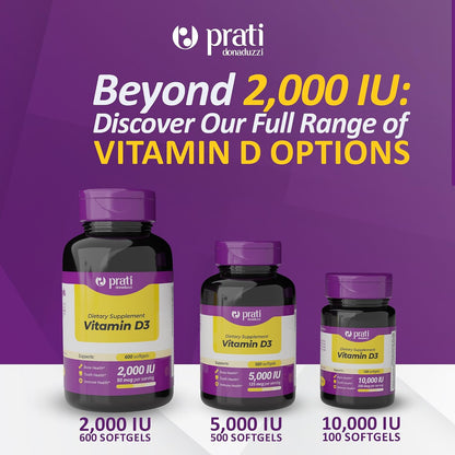 Prati Donaduzzi Vitamin D3 2,000 IU (50 mcg) Soft-gels - 600 Count