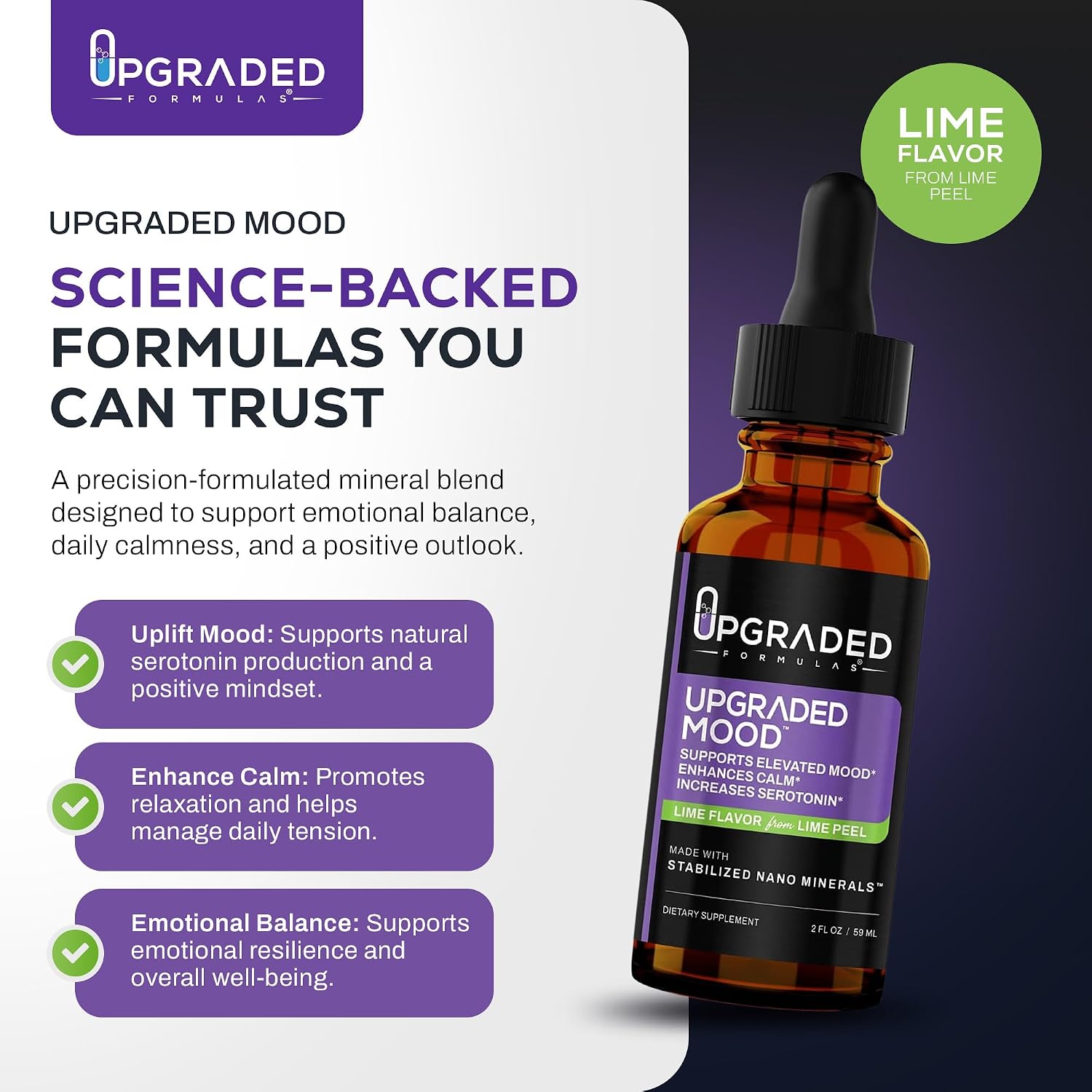 Upgraded Formulas Mood Supplement - Calm and Uplifted, 60 mL - görsel 2
