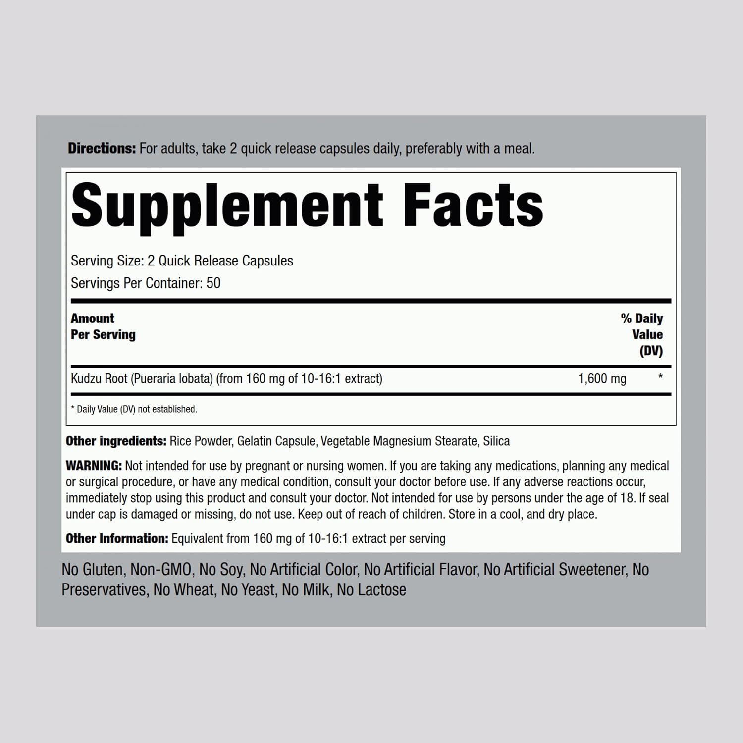 Piping Rock Kudzu Root Capsules | 100 Count | Extract Capsules | Non-GM, Gluten free Supplement - görsel 2