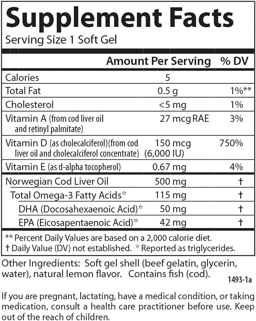 Carlson Solar D Gems, Vitamin D3 & Omega-3 Supplement, 6000 IU (150 mcg) Vitamin D3, 115 mg Omega-3s EPA and DHA, Lemon, 360 Softgels - görsel 4