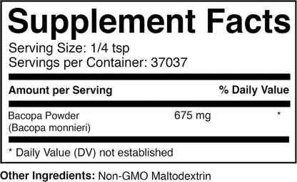 Prescribed For Life Bacopa Powder 4:1, Brahmi Powder, Ayurvedic Herbal Supplements, Bacopa monnieri (25kg)