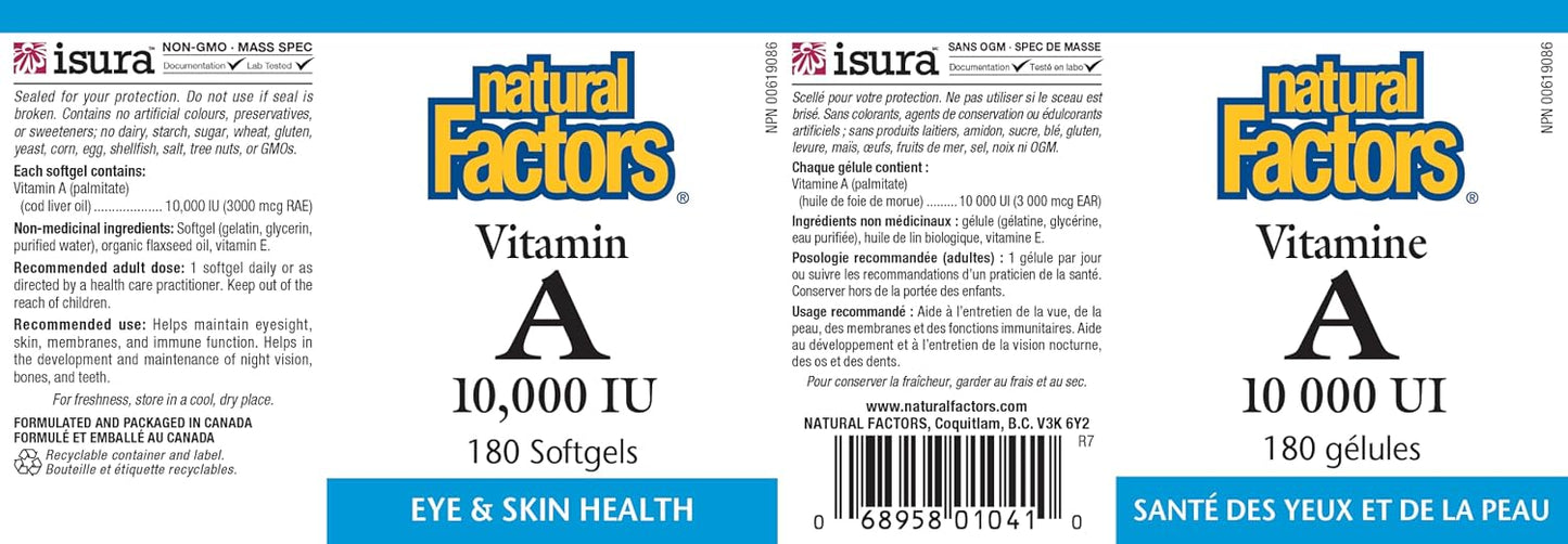 Natural Factors Vitamin A 10,000 IU - 180 Softgels - görsel 6