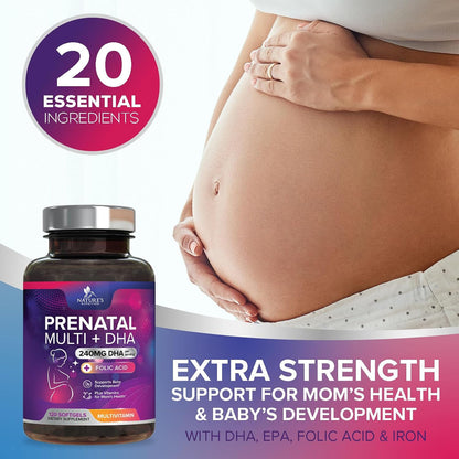 Prenatal Vitamins for Women with Folic Acid and Omega-3 DHA - 120 Softgels