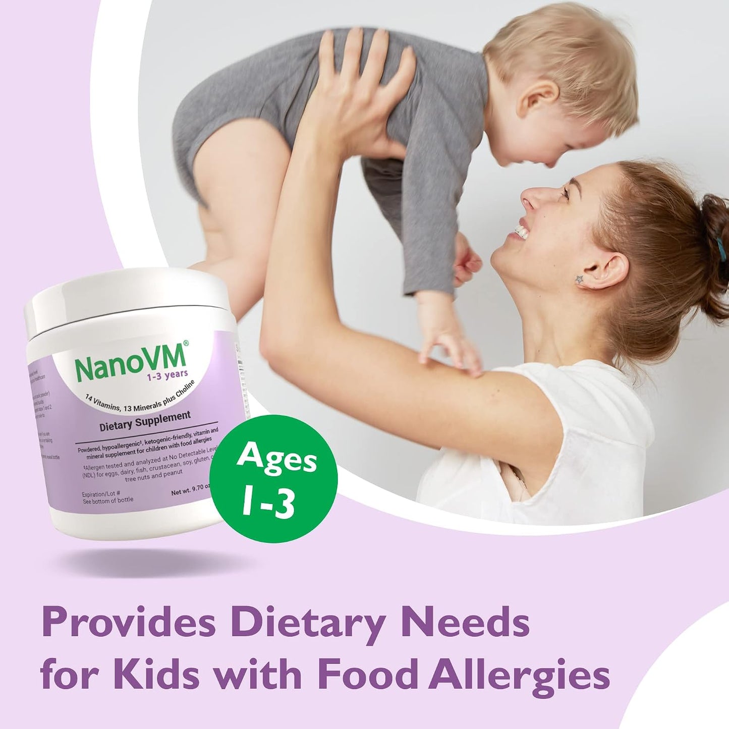 NanoVM 1-3 Years Allergen-Free Multivitamin Powder, Unflavoured, 275g - görsel 8