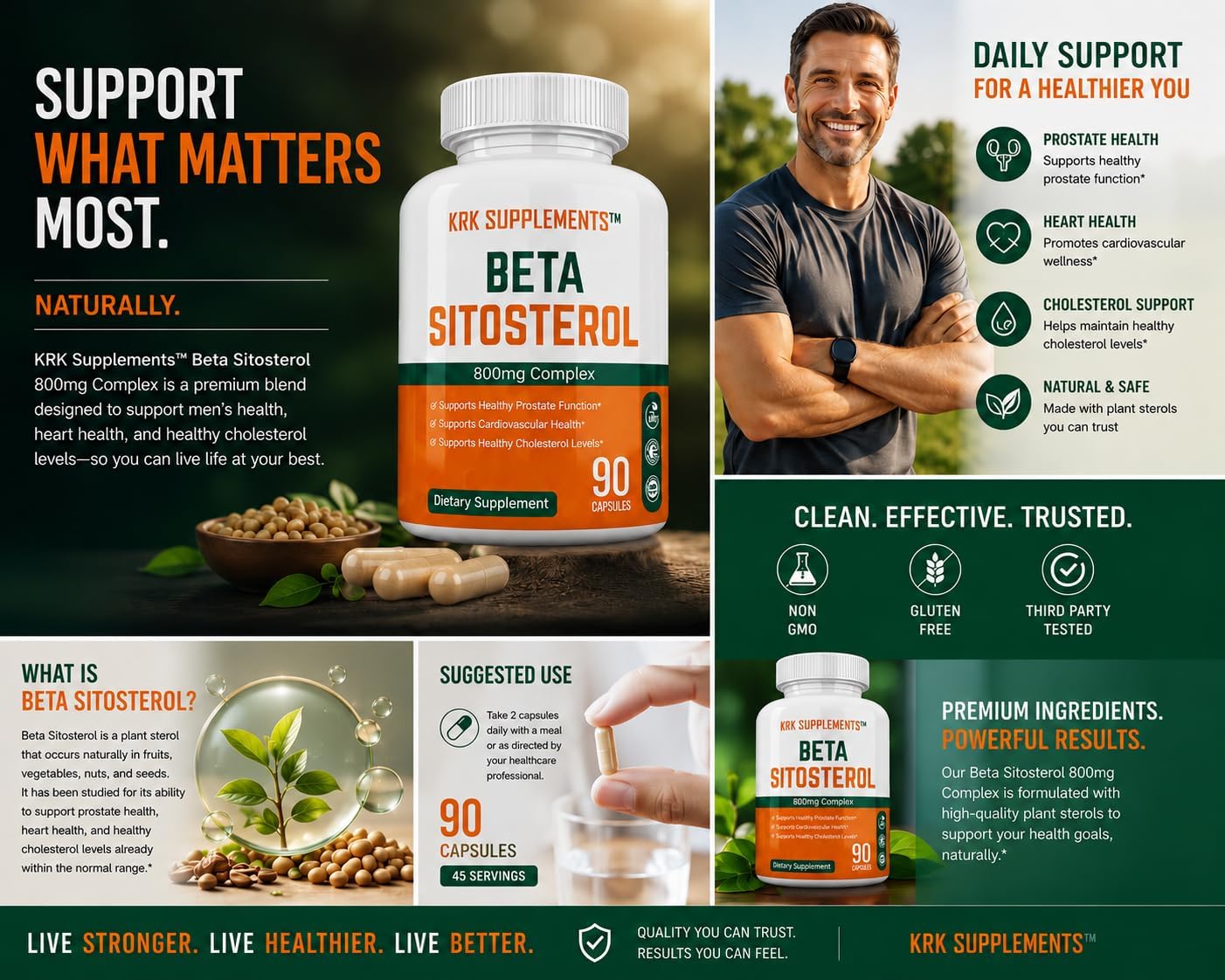 KRK SUPPLEMENTS Beta Sitosterol 800mg Prostate Support - 90 Capsules - görsel 3