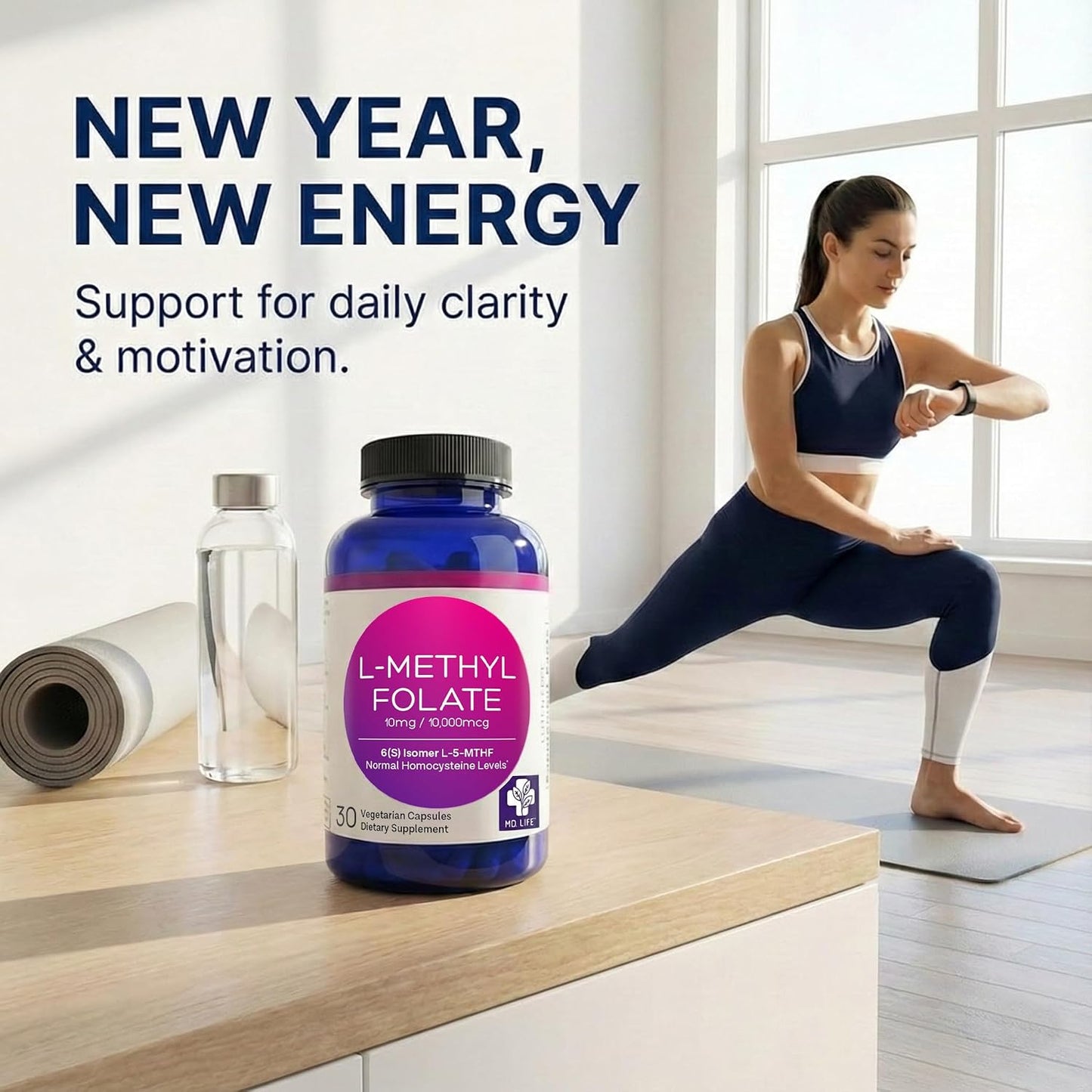 MD Life L-Methylfolate 10 mg Supplement - Active Folate - 30 Capsules - görsel 5