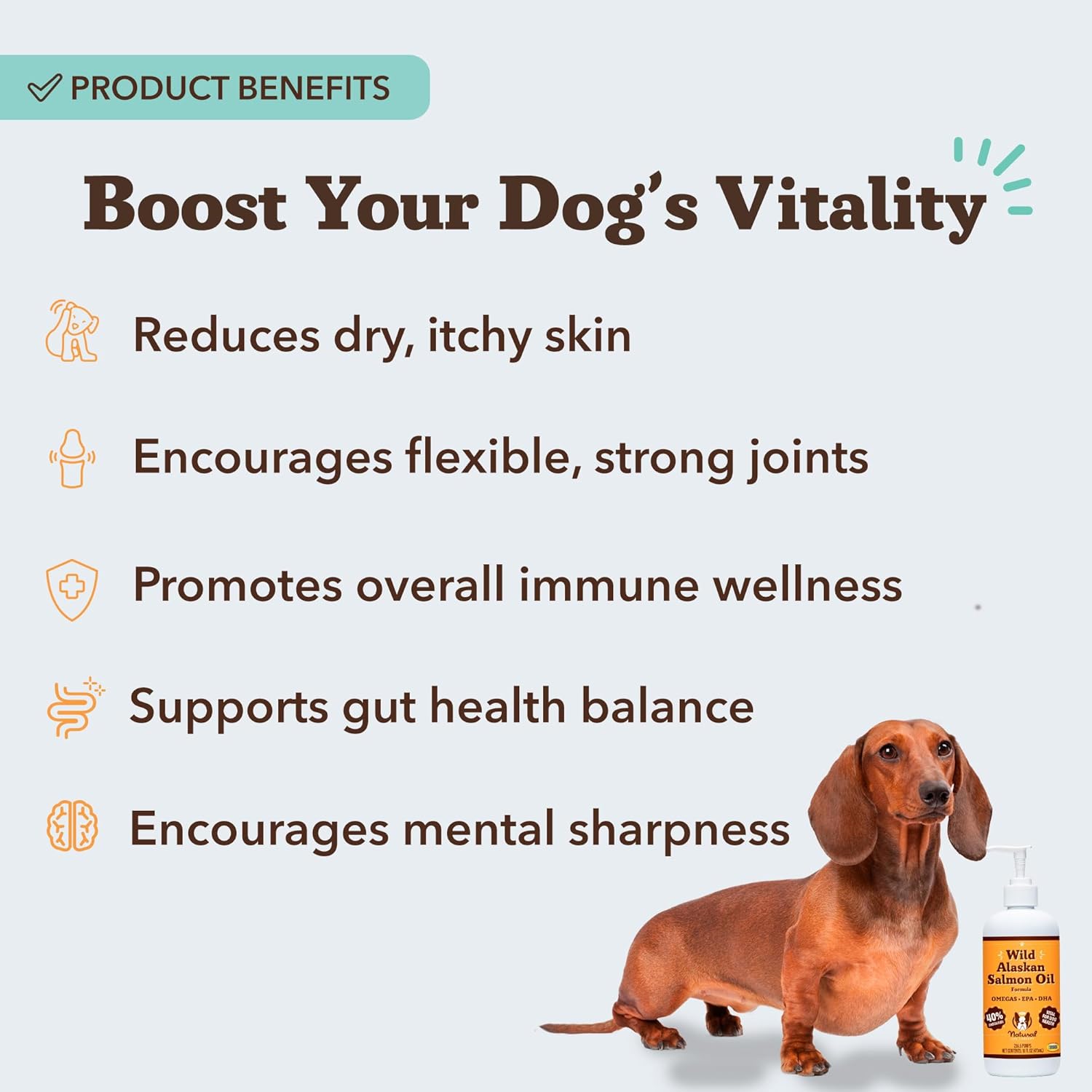 Natural Dog Company Wild Alaskan Salmon Oil for Dogs - Omega 3 Supplement with EPA & DHA, 473 ml - görsel 3