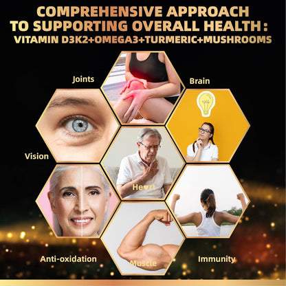 Vitamin D3 5000 IU (125 mcg) + Vitamin K2 (MK-7) Gummies with Algae Omega 3 – Vegan, Sugar-free, 60 Count