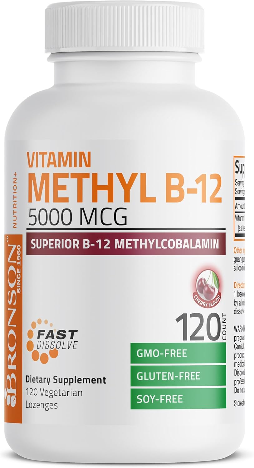 Bronson Methyl B12 5000 mcg Vitamin B12 – Red Blood Cell Formation: B12 is needed for healthy red blood cells, – Image 3