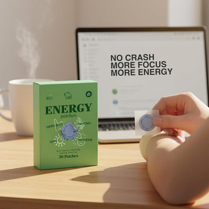 B12 Vitamin Energy Patch with Caffeine, – Vitamin B6 and B3 – Contribute to normal energy metabolism and nervous – Image 2