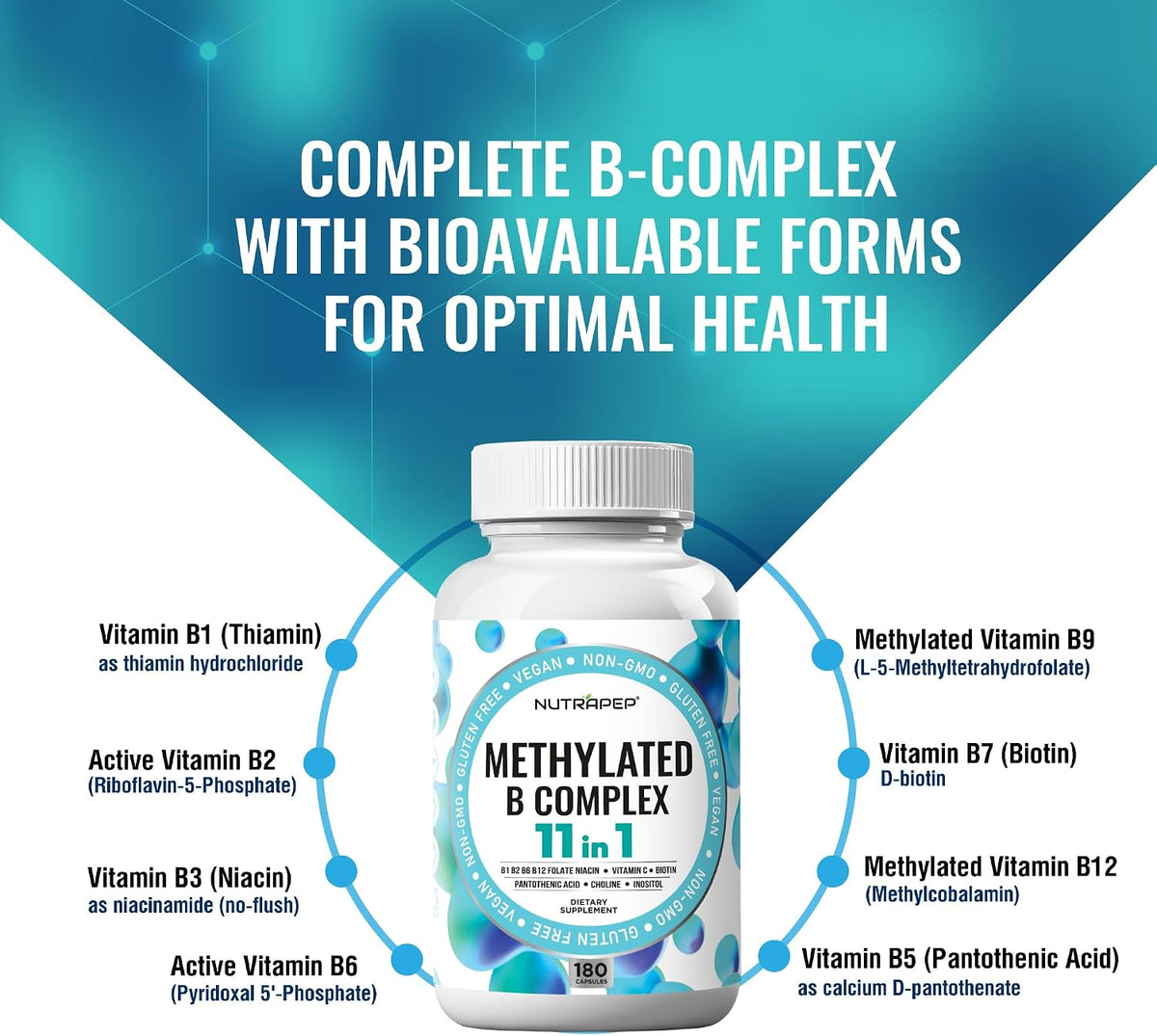 NutraPep Methylated B-Complex Vitamins - – Prioritise brain health, focus, and memory as they age – Image 4