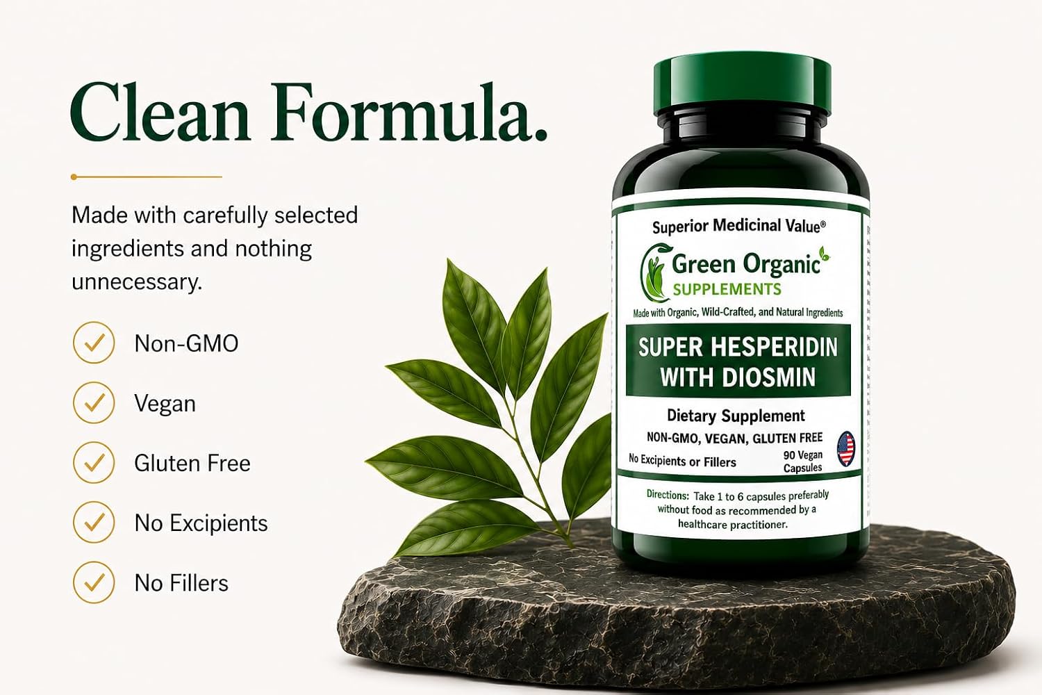 Green Organic Supplements Super Hesperidin with Diosmin, Narangin, Hand Made, Non-GM, Vegan & Gluten free - görsel 5
