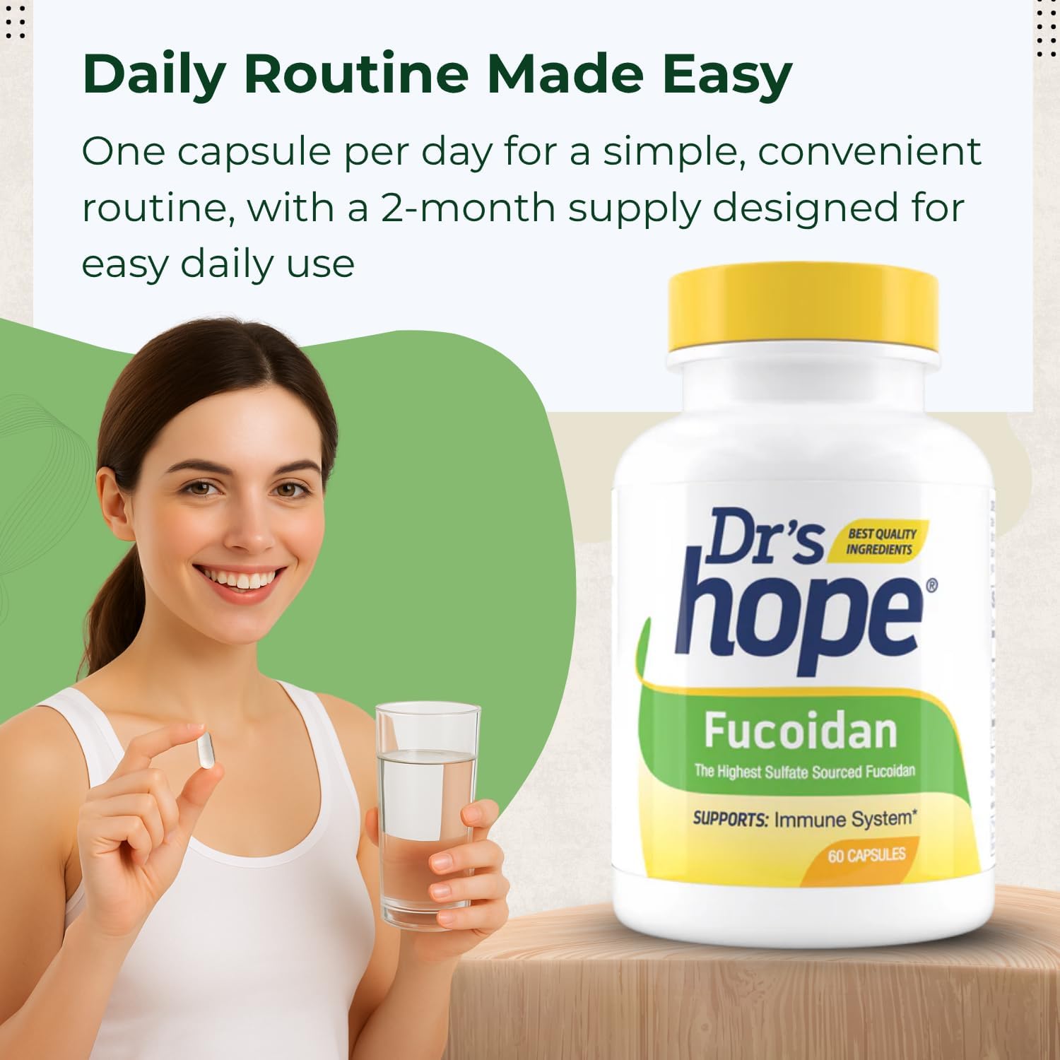 Dr's Hope Fucoidan 65mg – Brown Seaweed Extract for Immune, Gut and Heart Health (60 Capsules) - görsel 3