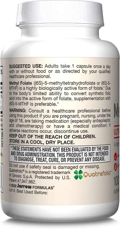 Jarrow Formulas Methyl Folate Veg Caps 1000 mcg 100 Count