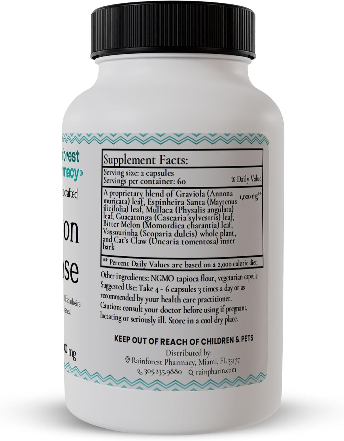 N-Tense Soursop Graviola Capsules - 500mg, Wildcrafted Graviola Plus 7 Amazon Rainforest Herbs, 120 Vegan Capsules - görsel 3