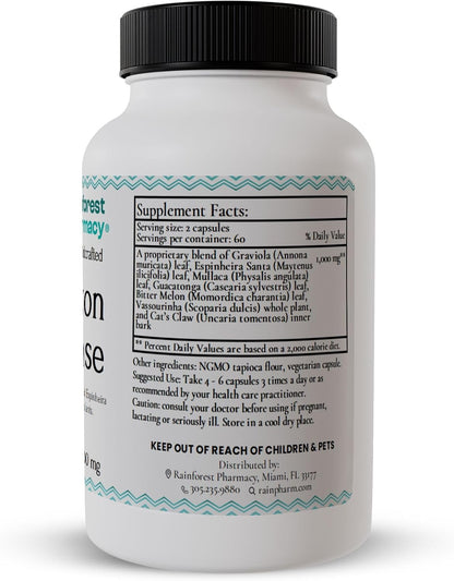 N-Tense Soursop Graviola Capsules - 500mg, Wildcrafted Graviola Plus 7 Amazon Rainforest Herbs, 120 Vegan Capsules