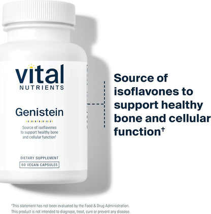 Vital Nutrients Genistein – Easily Absorbed Isoflavones for Bone Health Support – Vegan, Non-GMO, Gluten & Dairy Free – 60 Capsules