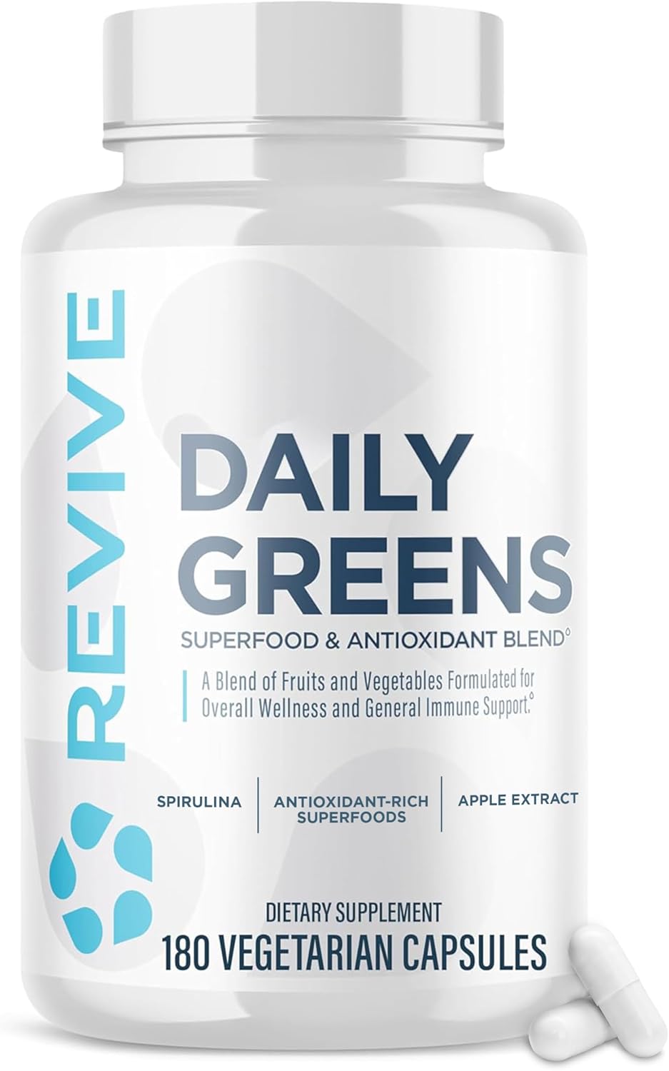 Revive MD Daily Greens - Superfood & Antioxidant Blend with Digestive Enzymes, Prebiotics & Probiotics - 180 Capsules - görsel 1