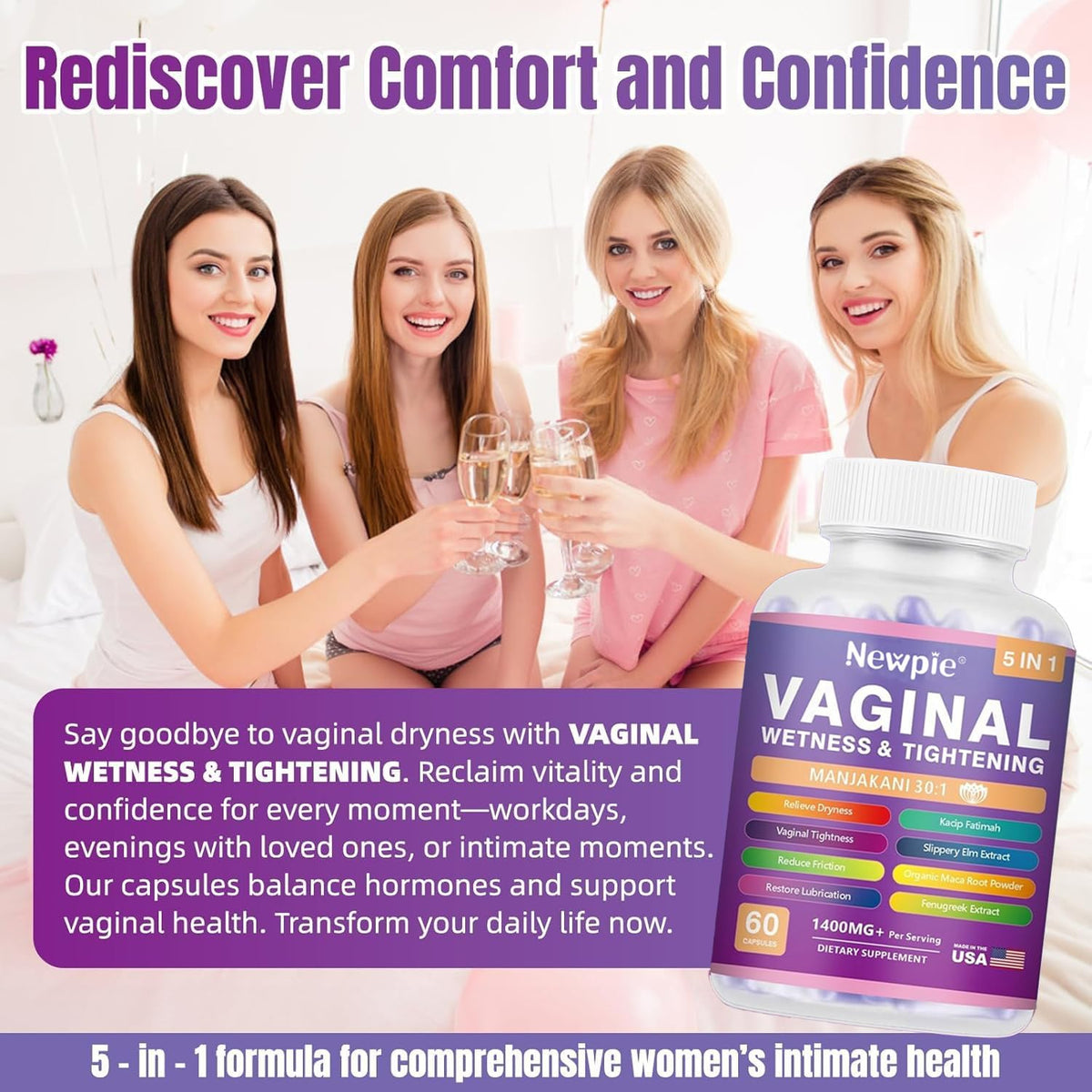 SUWENY Vaginal Moisturiser & Toning Capsules – Deep Hydration: Slippery Elm gives intensive moisture to ease – Image 6